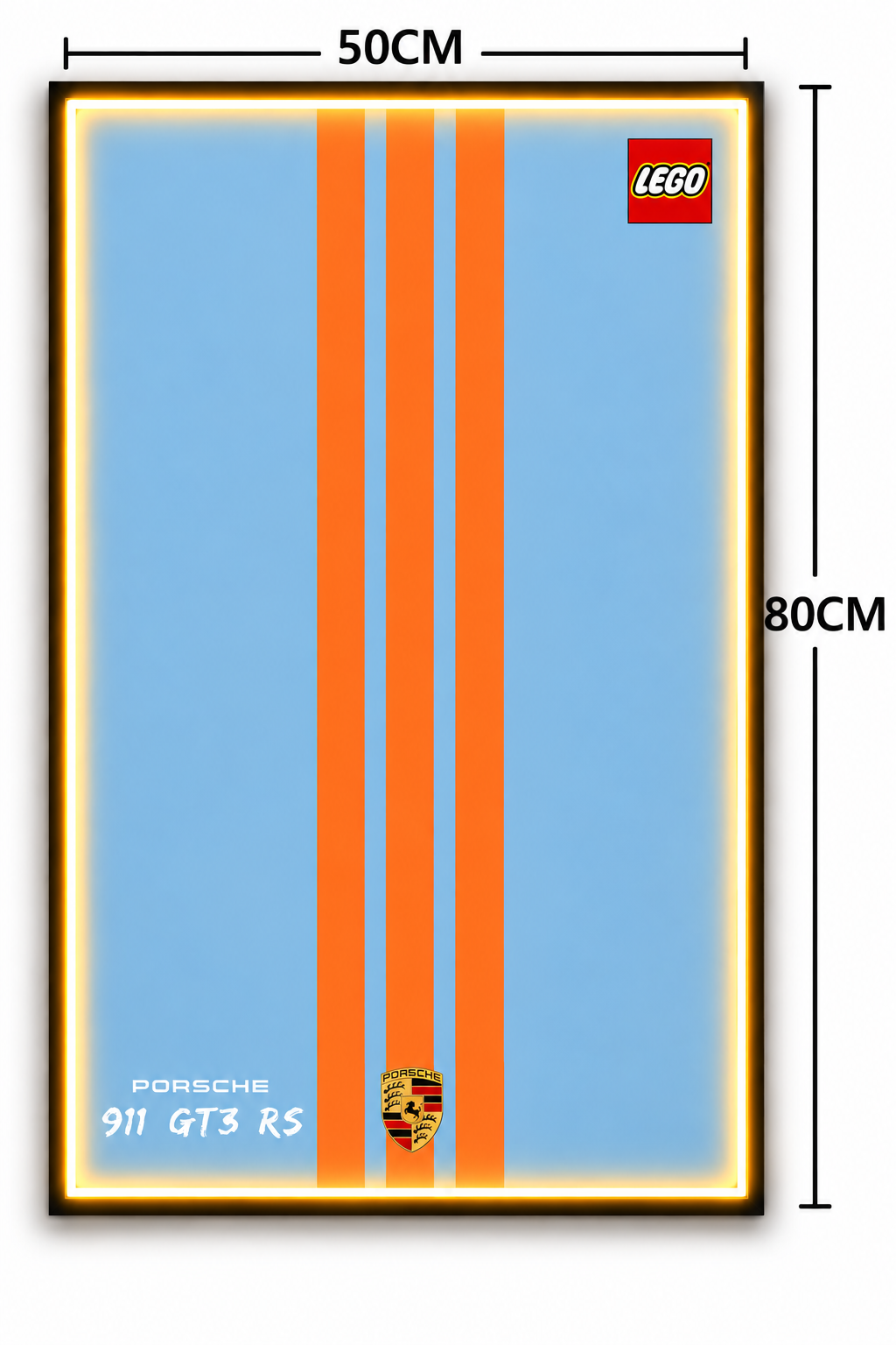 Porsche 911 GT3 RS Gulf 3D Lego Display Board