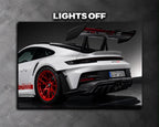 Porsche GT3 RS LED Car Display Frame - White