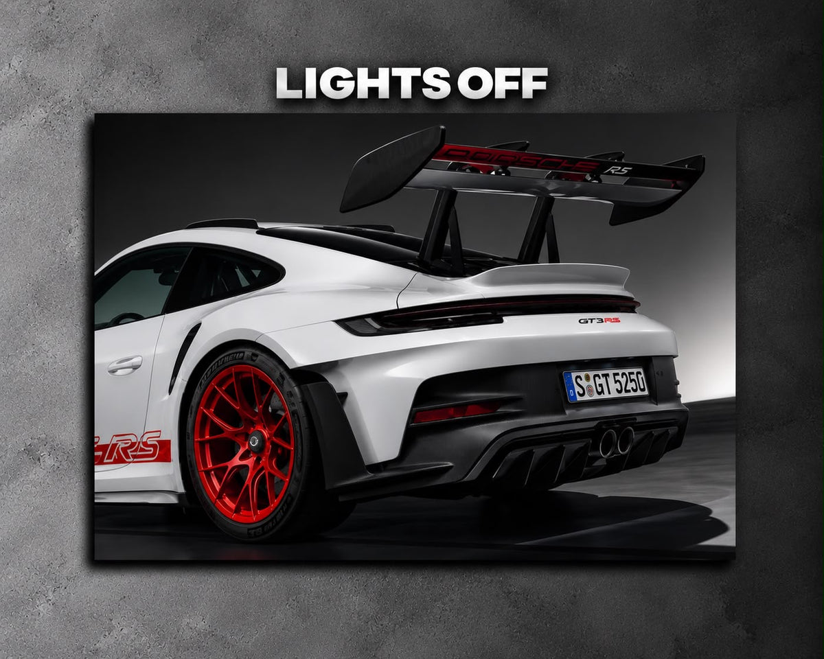 Porsche GT3 RS LED Car Display Frame - White
