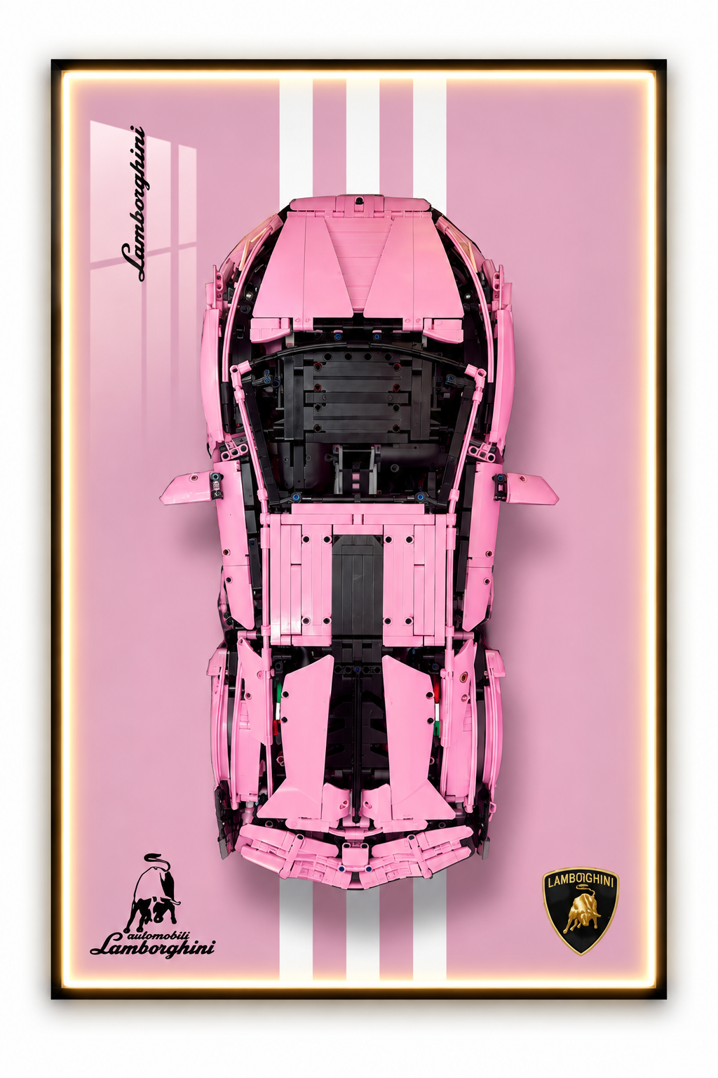 Lamborghini Aventadore Pink Lego 3D Display Board