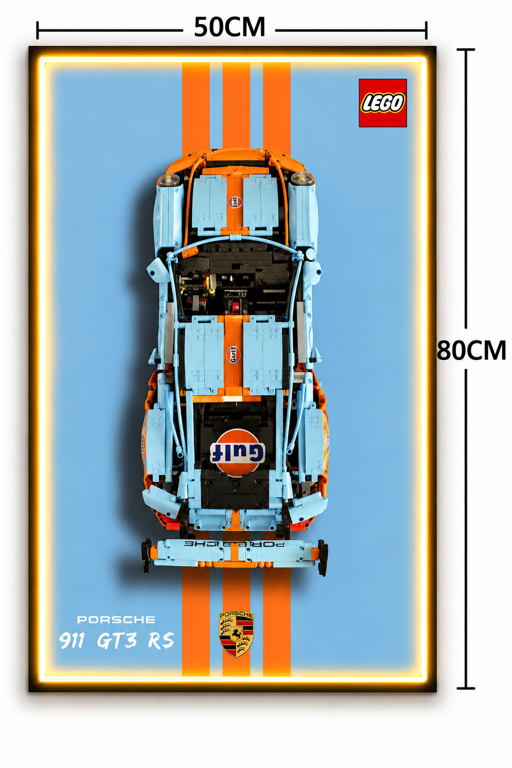 Porsche 911 GT3 RS Gulf 3D Lego Display Board